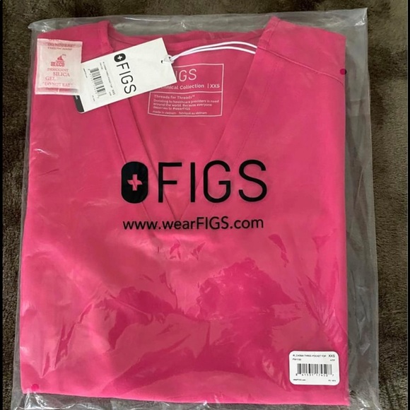 BNIB! FIGS shocking pink XXS casma scrub top - Picture 1 of 2